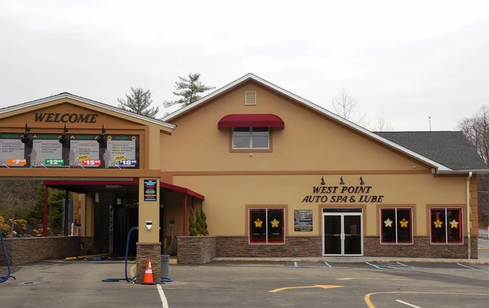 Highland Falls location exterior at dusk